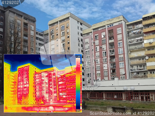 Image of Infrared and real image showing lack of thermal insulation on Re