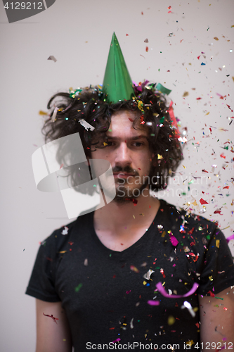 Image of confetti man on party