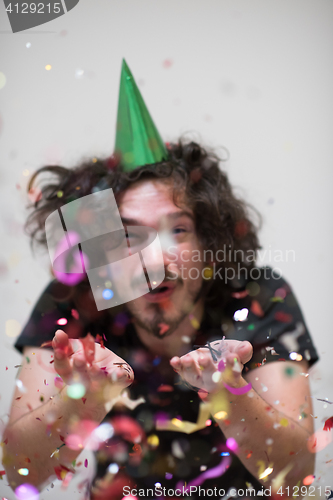 Image of confetti man on party