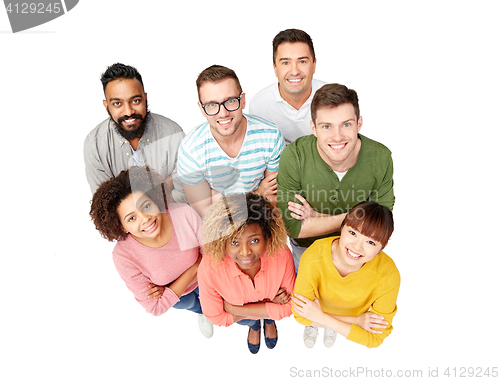 Image of international group of happy smiling people