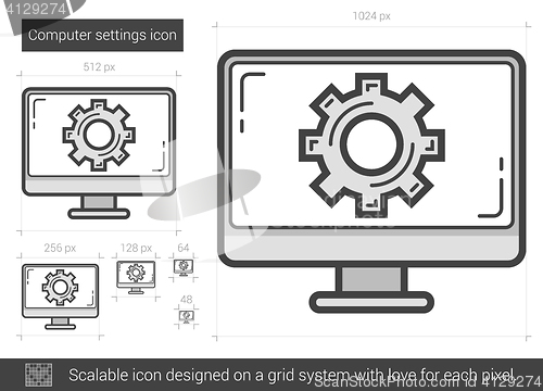 Image of Computer settings line icon.