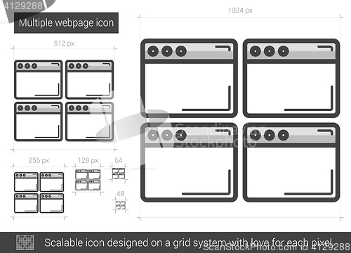 Image of Multiple webpage line icon.
