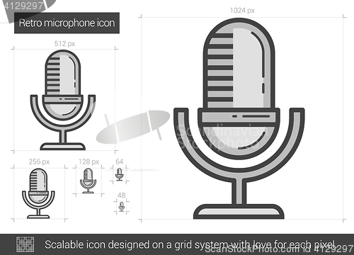 Image of Retro microphone line icon.