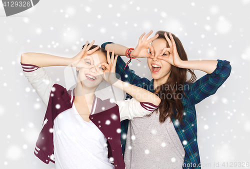 Image of happy smiling pretty teenage girls having fun