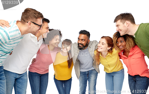 Image of international group of happy smiling people