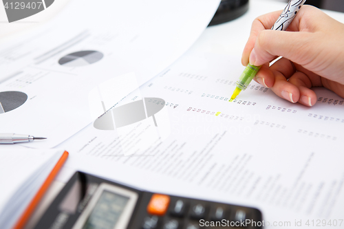 Image of Desk of accountant with papers