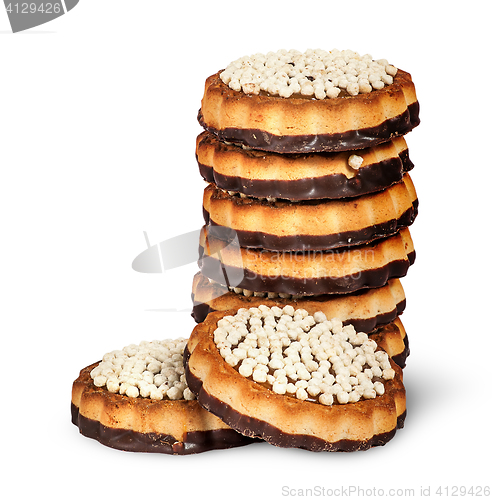 Image of Stack chocolate cookies and two in front