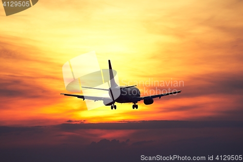 Image of Airplane at the sunset