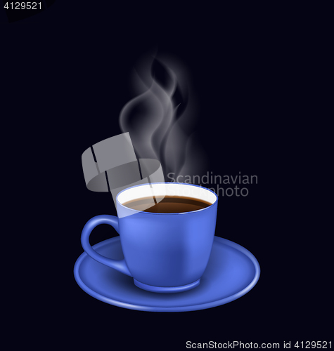 Image of Blue coffee cup with steam