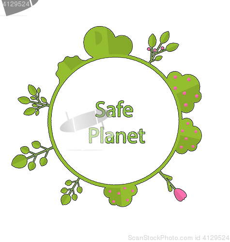 Image of Frame form circle green earth plant flower cry safe planet