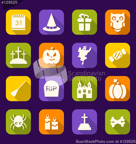 Image of  Halloween Flat Icons with Long Shadows