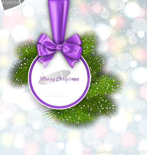 Image of Merry Christmas Elegant Card with Bow Ribbon