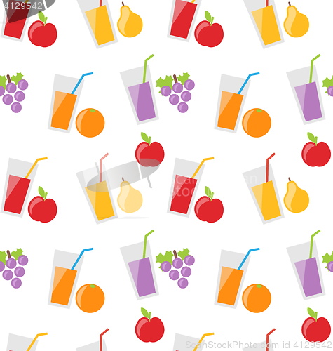 Image of Seamless Pattern with Different Fresh Fruit Juices