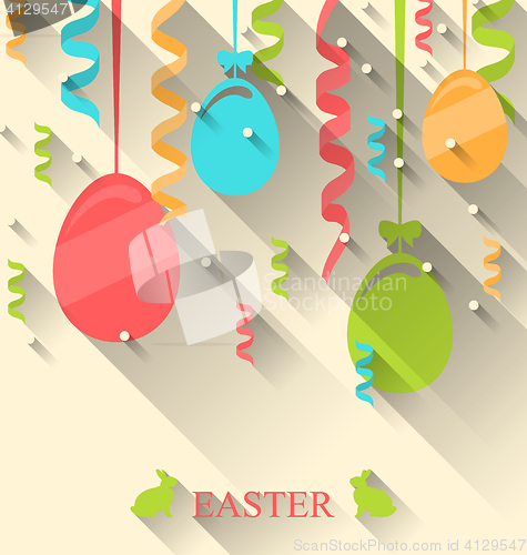 Image of Easter Background with Colorful Eggs and Serpentine