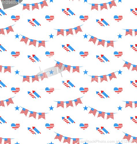 Image of American Patriotic Seamless Pattern, US National Colors