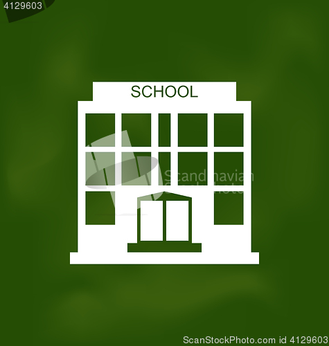 Image of School Building Painted with Chalk on Blackboard