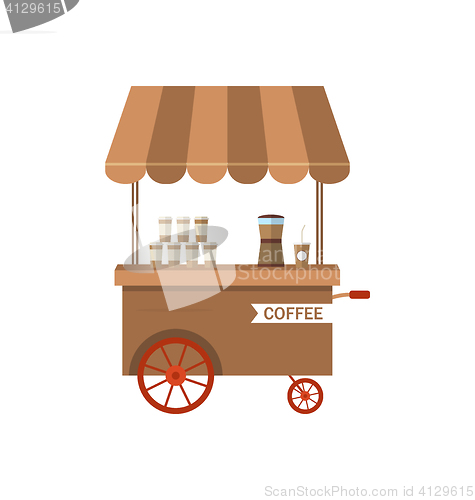 Image of Flat Icon Cart of Coffee Isolated on White Background - 