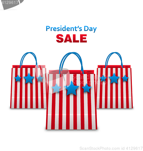 Image of  Set Shopping Bags in USA Patriotic Colors for Presidents Day Sa