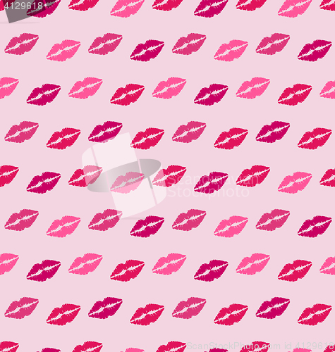 Image of Seamless Texture with Traces of Kisses, Pink Romantic Pattern