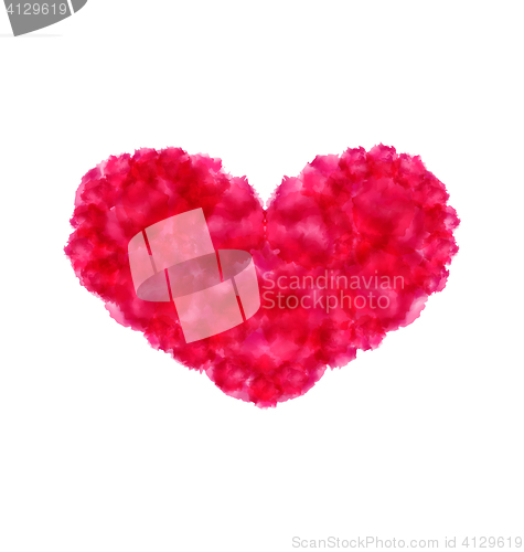Image of Pink hand-drawn watercolor heart isolated on white background fo