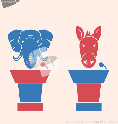 Image of Donkey and Elephant as a Orators Symbols Vote of USA