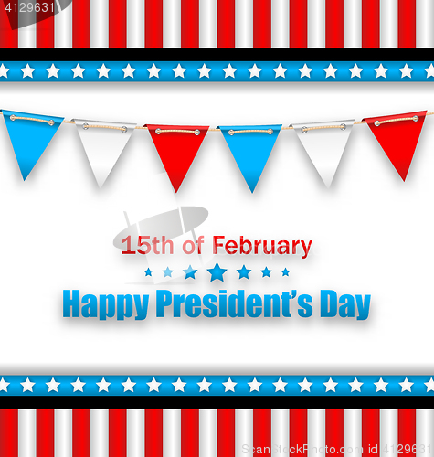 Image of Brochure with Bunting Flags for Happy Presidents Day of USA