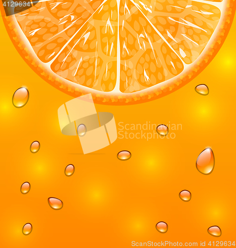 Image of Orange Background with Slice and Drops