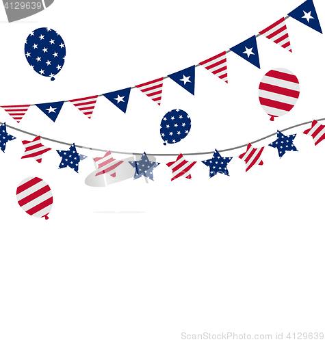 Image of Bunting pennants for Independence Day USA, President Day, Washin
