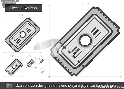 Image of Movie ticket line icon.