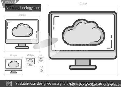 Image of Cloud technology line icon.