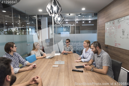 Image of startup business team on meeting at modern office