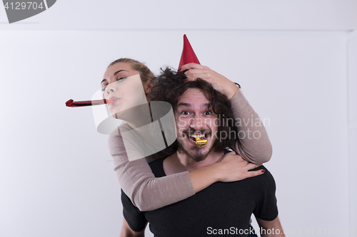 Image of romantic couple celebrating