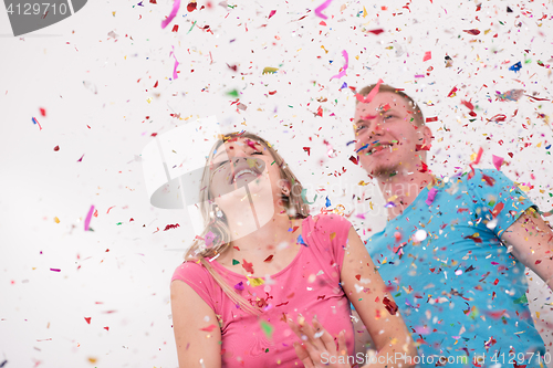 Image of romantic couple celebrating