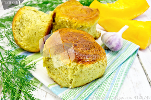 Image of Scones pumpkin on kitchen towel