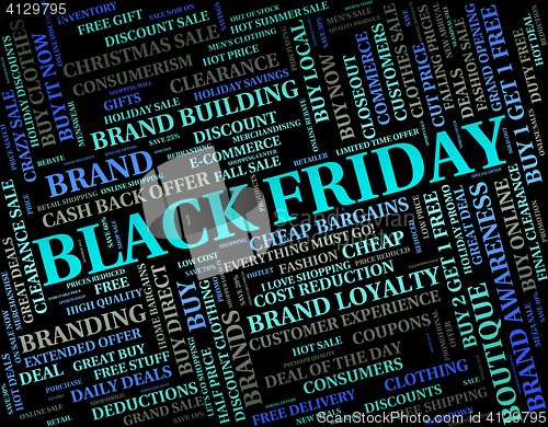 Image of Black Friday Indicates Reduction Discounts And Promotional