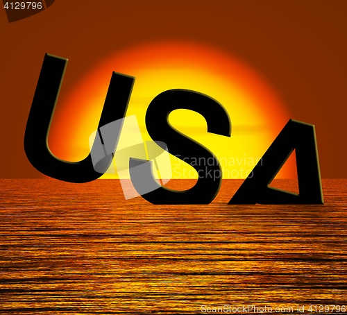 Image of Usa Word Sinking As Symbol for American Problems