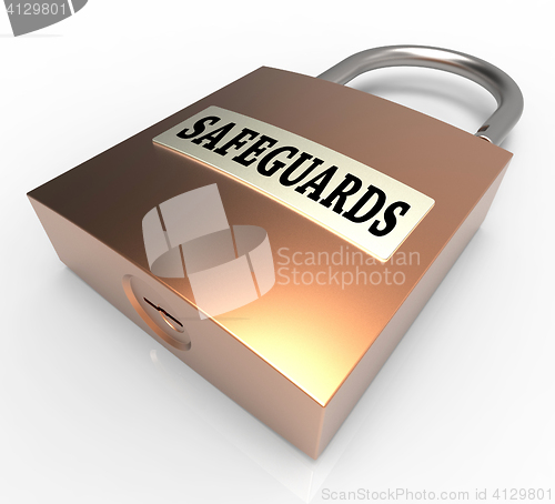 Image of Safeguards Padlock Shows Security Unsafe And Preventive 3d Rende