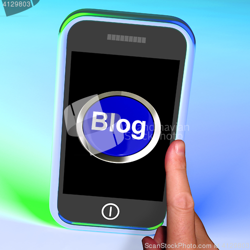 Image of Blog Button On Mobile Shows Blogger Or Blogging Website