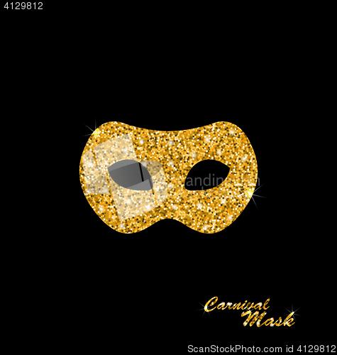 Image of Golden Glittering Carnival or Theater Mask