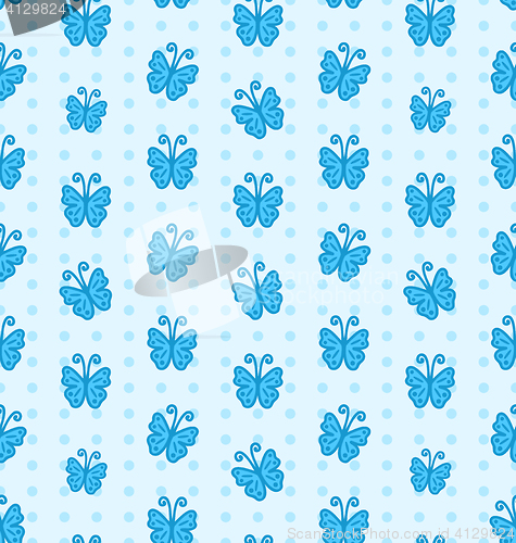 Image of Seamless Pattern with Hand Drawn Butterflies