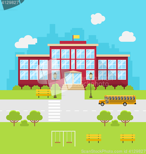 Image of School Building, Background for Back to School