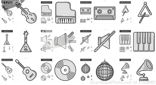 Image of Music line icon set.