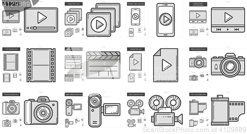 Image of Media line icon set.