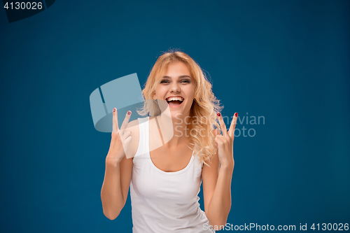 Image of The young woman\'s portrait with happy emotions