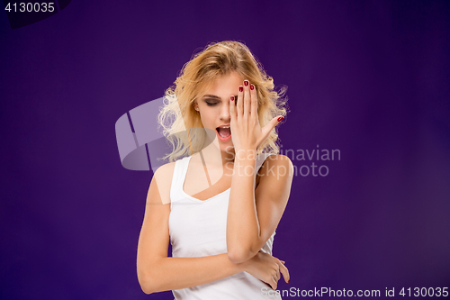 Image of The young woman\'s portrait with happy emotions