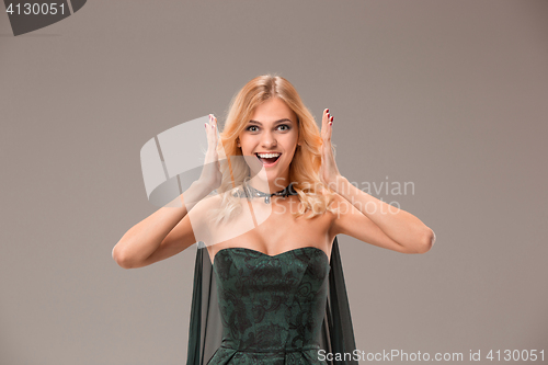 Image of The young woman\'s portrait with happy emotions