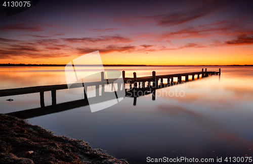 Image of Beautiful skies over Tuggerah Lake with old jetty