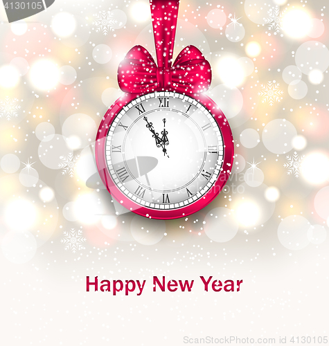 Image of New Year Midnight Glowing Background with Clock 