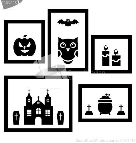 Image of  Frames with Halloween Traditional Symbols