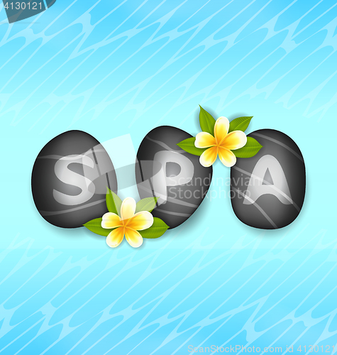 Image of  Lettering Spa Made ??of Stones and Frangipani Flowers